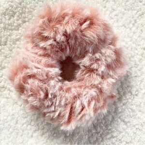 Pink Faux Fur Handmade Hair Scrunchie